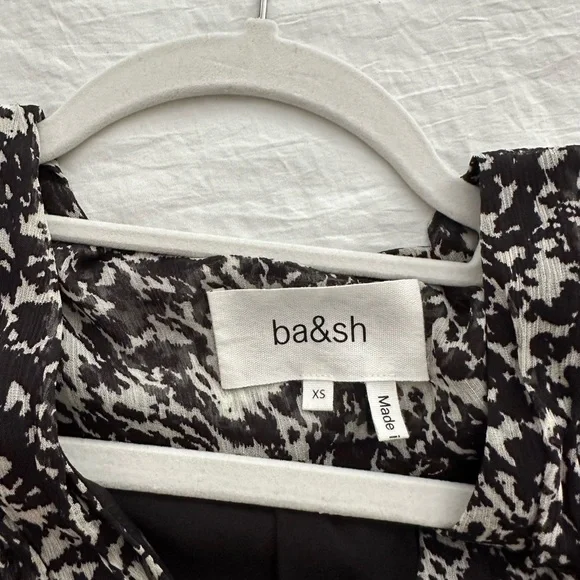 ba&sh Ezra Long Sleeve Dress in Black & White - Picture 5 of 6